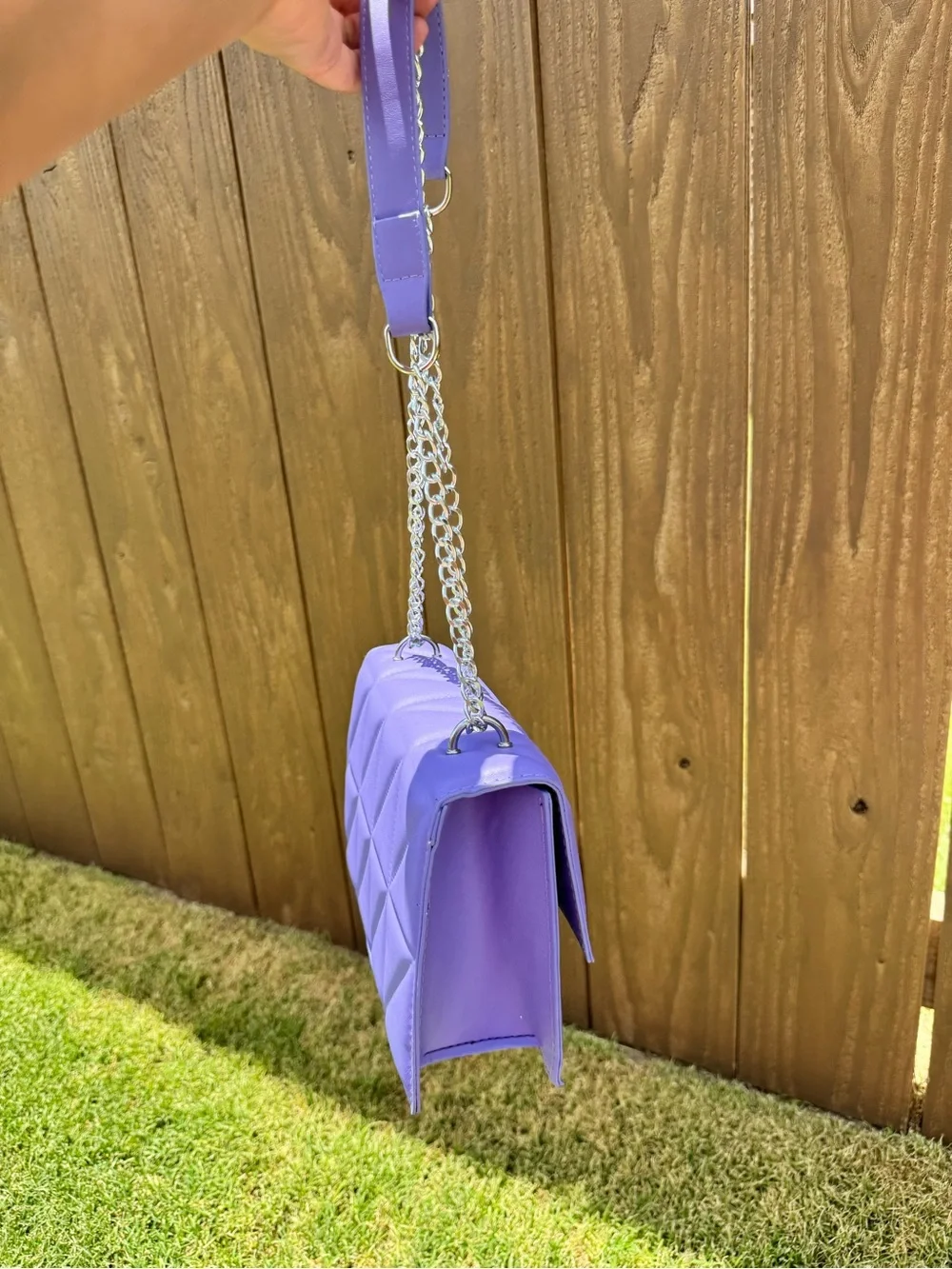 Quilted Lavender Chain Shoulder Bag - Unbranded